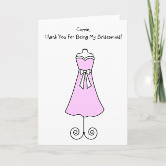 Bridesmaid Card With Pink Dress
