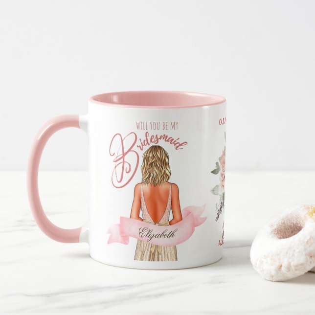 Bridesmaid Caricature Proposal Thank You Custom Mug (With Donut)