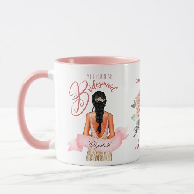 Bridesmaid Caricature Proposal Thank You Custom Mug (Left)