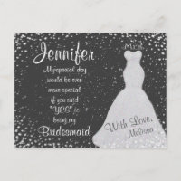 Bridesmaid Chalkboard Confetti Invitation Postcard