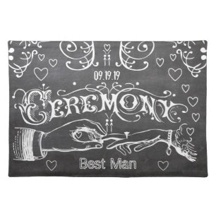 Bridesmaid Chalkboard Modern Vintage Typography Cloth Placemat
