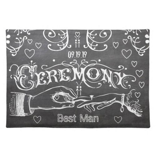 Bridesmaid Chalkboard Modern Vintage Typography Cloth Placemat