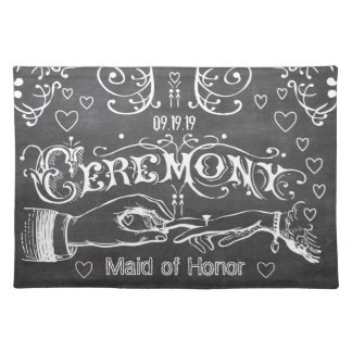 Bridesmaid Chalkboard Modern Vintage Typography Placemat