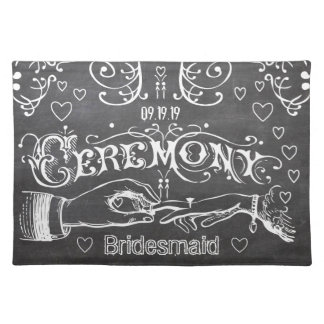 Bridesmaid Chalkboard Modern Vintage Typography Placemat