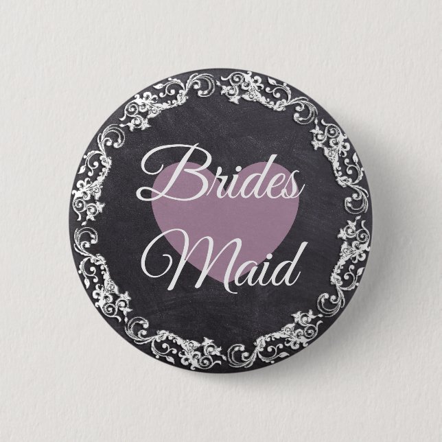 Bridesmaid Chalkboard Style Bachelorette Party Pinback Button (Front)