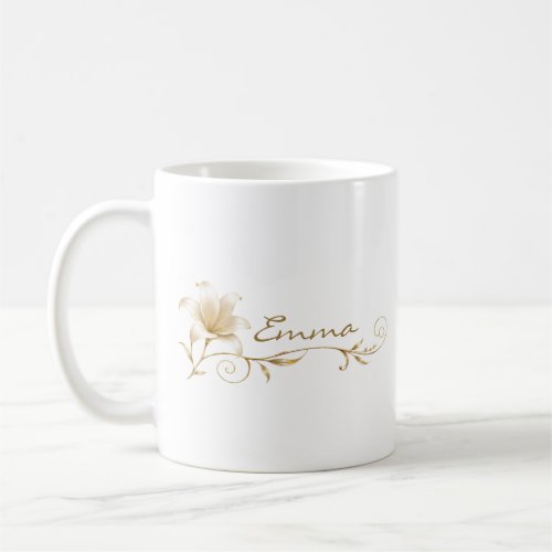 Bridesmaid Champagne Gold Lily Name Mug
