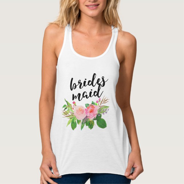 Bridesmaid Chic watercolor Floral Tank Top (Front)