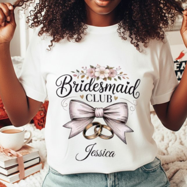 Bridesmaid Club Coquette Floral Bow Wedding Party Tri-Blend Shirt (Creator Uploaded)