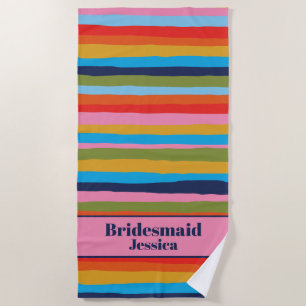 Bridesmaid Colorful Serrate Stripes Pattern Beach Towel