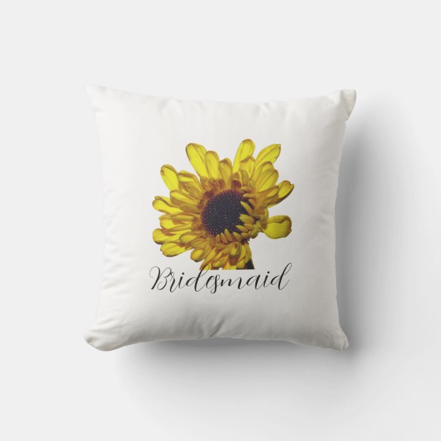 Bridesmaid Custom Golden Yellow Floral Weddings Outdoor Pillow (Front)