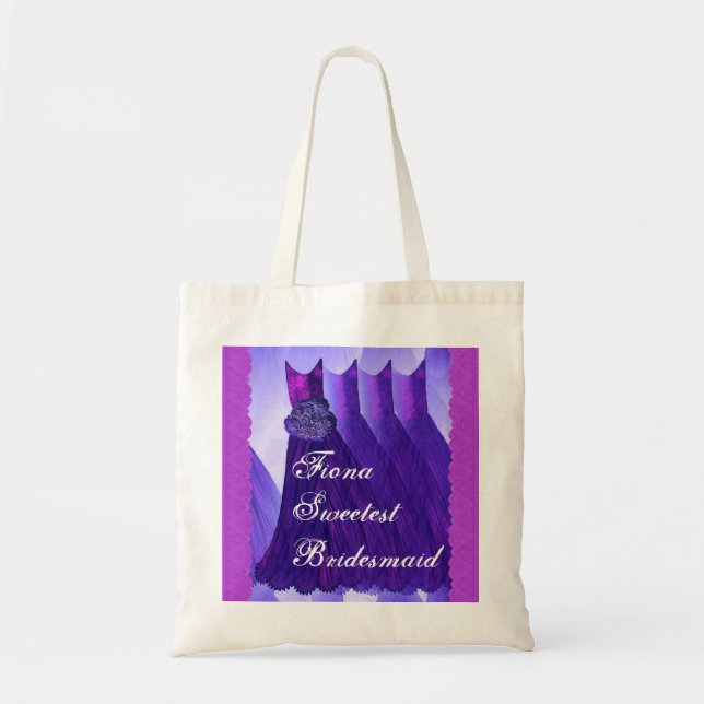 Bridesmaid Custom Name Lace and Dresses V12 Tote Bag (Front)