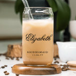 Bridesmaid Custom Personalised Name Wedding Party Can Glass<br><div class="desc">Bridesmaid Custom Personalised Name Wedding Party Can Glass features your bridesmaid's name in elegant calligraphy script with the text "Bridesmaid" and your wedding date below. Custom made for your bridesmaids. Makes a fabulous bridesmaid gift or wedding favor. Designed by ©2025 Evco Studio www.zazzle.com/store/evcostudio</div>