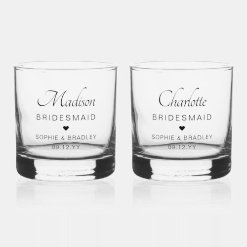 Bridesmaid Custom Personalised Name Wedding Party Whiskey Glass