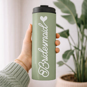Bridesmaid Custom Sage Bachelorette Party Favor Thermal Tumbler