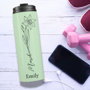 Bridesmaid Daffodil March Birth Month Flower Thermal Tumbler