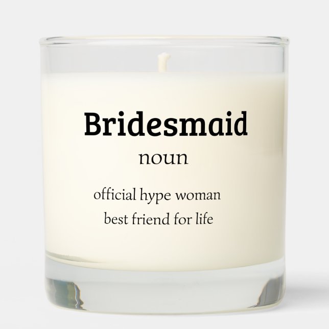 Bridesmaid Definition Candle, Bridesmaid Gift. Scented Candle (Front)