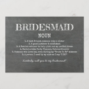 Bridesmaid Definition Funny Proposal Invitation