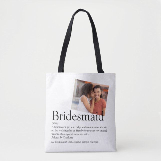Bridesmaid Definition Photo Wedding Favor  Tote Bag (Front)