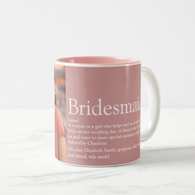 Bridesmaid Definition Photo Wedding Favor Two-Tone Coffee Mug (Front Right)