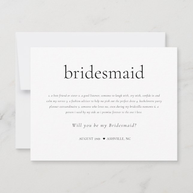 Bridesmaid Definition Proposal Card (Front)