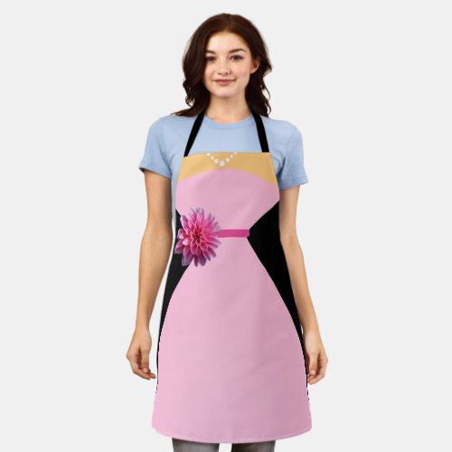 Bridesmaid Dress Pink with Pink Flower Apron