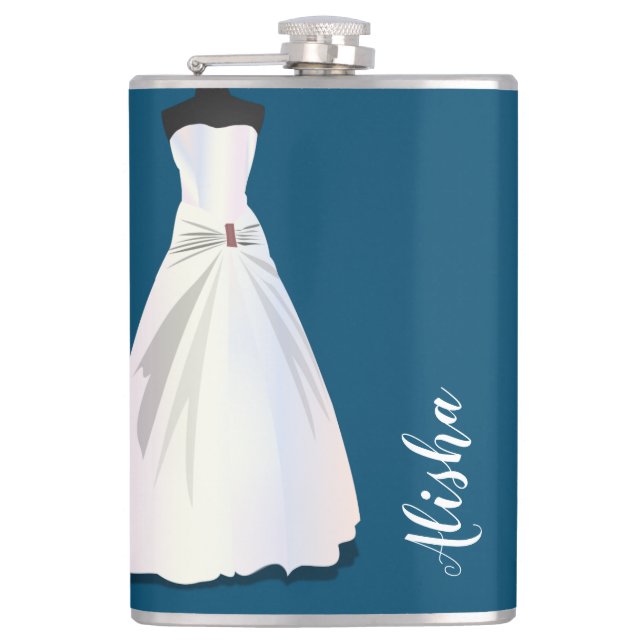 Bridesmaid Dress with  Personalize Wedding Flask (Front)