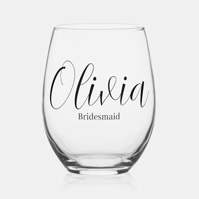 Bridesmaid Drinkware  Stemless Wine Glass (Front)