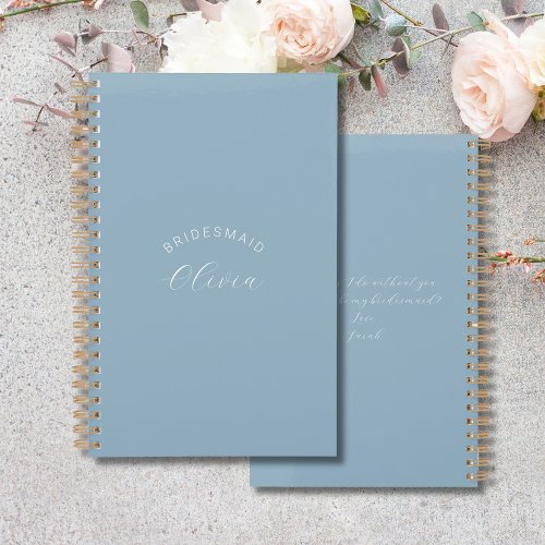 Bridesmaid Dusty Blue Personalized Wedding Planner