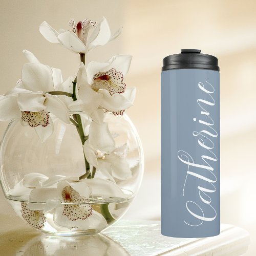 Bridesmaid Dusty Blue Stylized Name Thermal Tumbler
