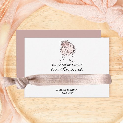 Bridesmaid Dusty Pink Hair Tie Holder Enclosure Card