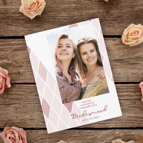 Bridesmaid Elegant Abstract Photo Pink Proposal  Postcard