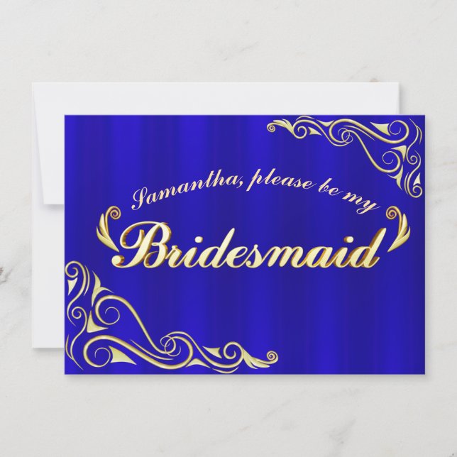 Bridesmaid Elegant Regal Golden Font Invitation (Front)