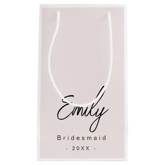 Bridesmaid Elegant Small Gift Bag | Blush Pink (Front)