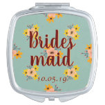 Bridesmaid Fall floral Compact Mirror