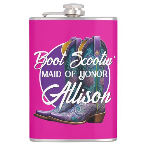Bridesmaid Fancy Cowboy Boots  Flask