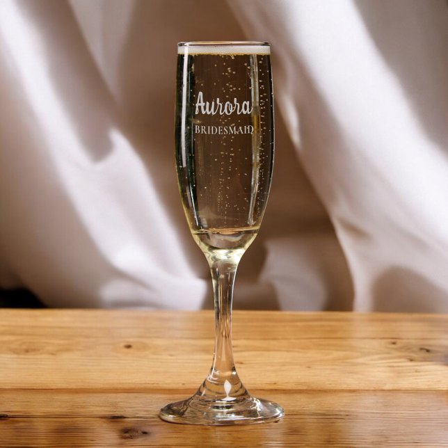 Bridesmaid Fancy Handwritten Simple Champagne Flute (Creator Uploaded)