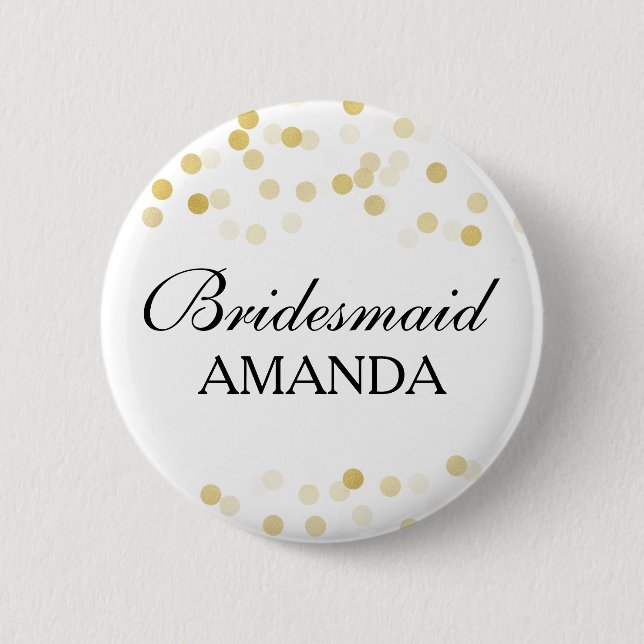 Bridesmaid Favor Faux Gold Foil Glitter Lights Pinback Button (Front)