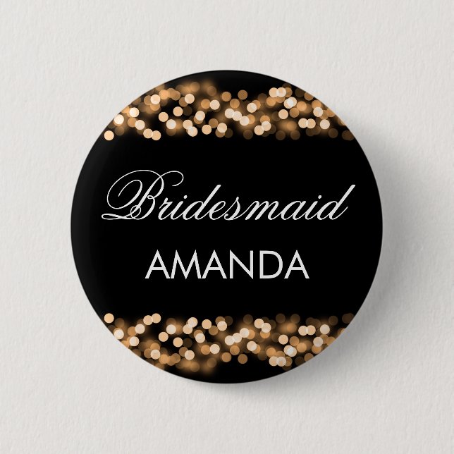 Bridesmaid Favor Gold Hollywood Glam Pinback Button (Front)