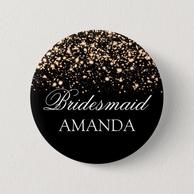 Bridesmaid Favor Gold Midnight Glam Button (Front)