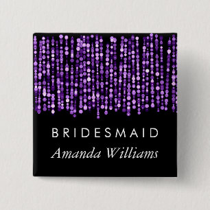 Bridesmaid Favor Modern Purple Lights Button