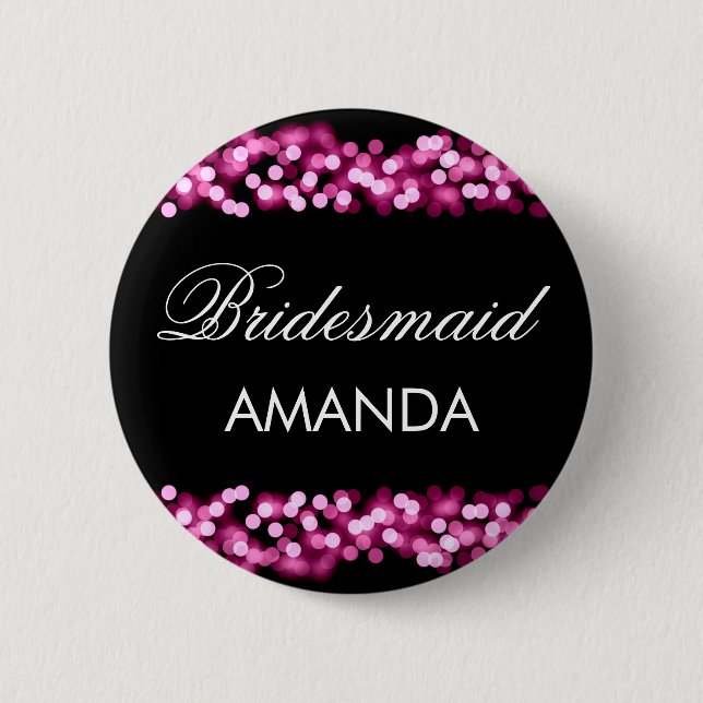 Bridesmaid Favor Pink Hollywood Glam Pinback Button (Front)