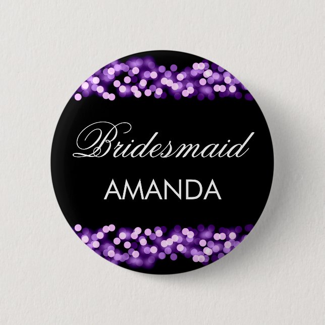 Bridesmaid Favor Purple Hollywood Glam Button (Front)