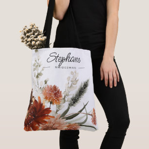 Bridesmaid Favor Rustic Floral Bouquet Tote Bag