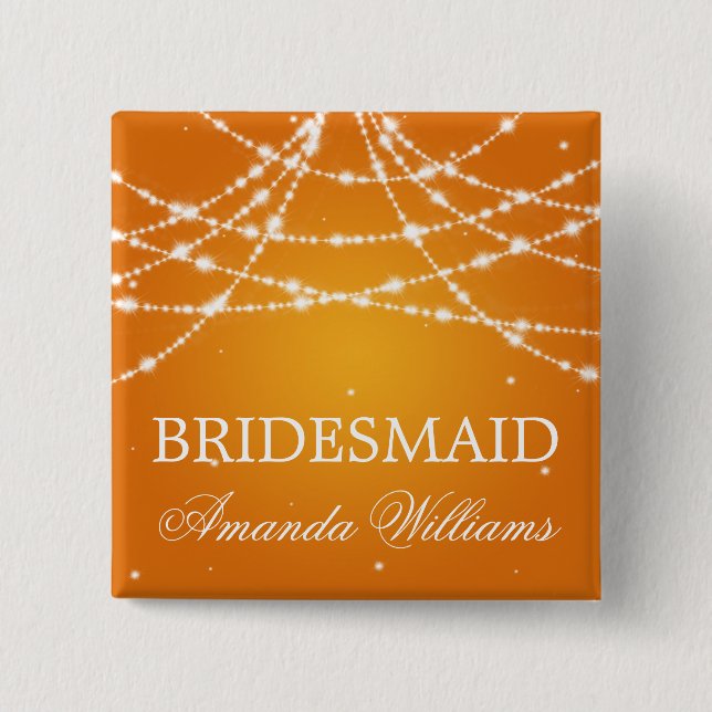 Bridesmaid Favor Sparkling String Orange Button (Front)