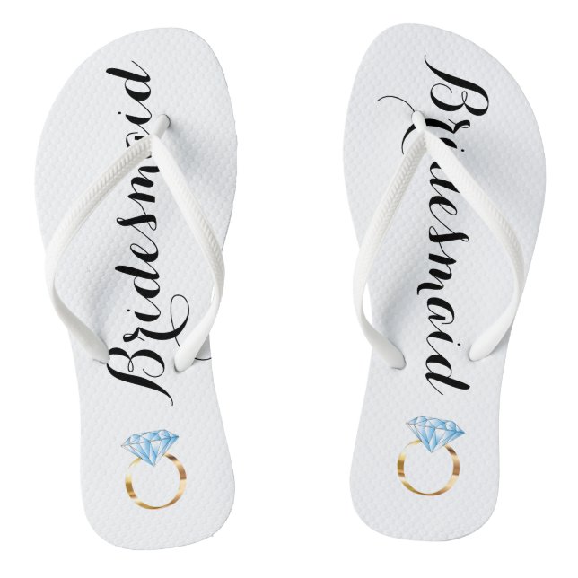 Bridesmaid Flip Flops with Diamond Ring (Footbed)