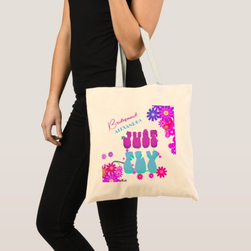 Bridesmaid Floral Retro Just Fly  Tote Bag