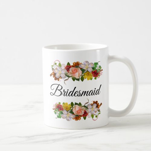 Bridesmaid Floral Rose Bouquet Mug