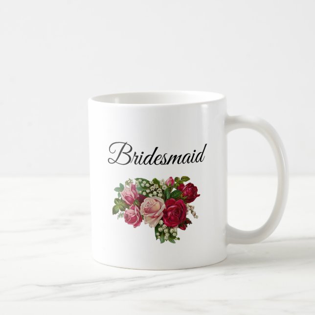 Bridesmaid Floral Roses Bouquet Mug (Right)