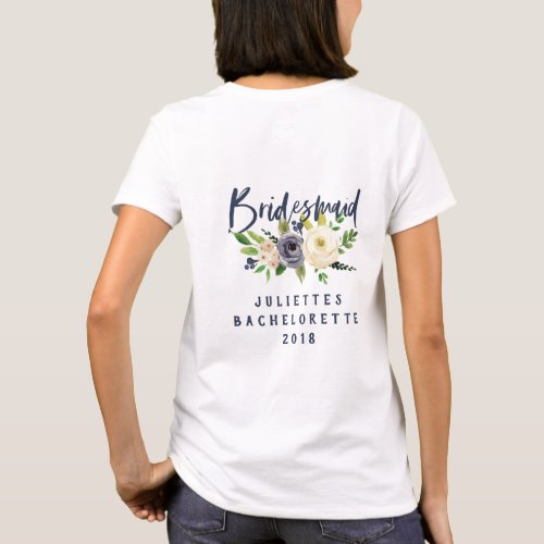 Bridesmaid floral watercolor t_shirt