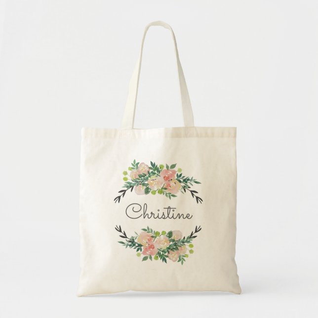 bridesmaid floral wreath tote bag (Front)